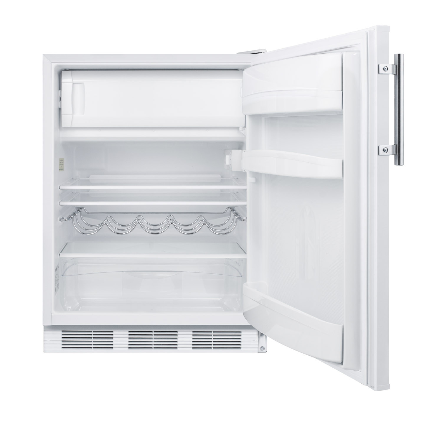 ADA compliant built-in undercounter refrigerator-freezer for residential use, cycle defrost with deluxe interior and white exterior finish